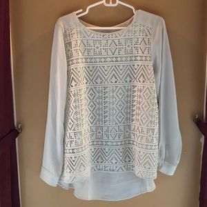 Banana Republic Light Grey Geometric Blouse